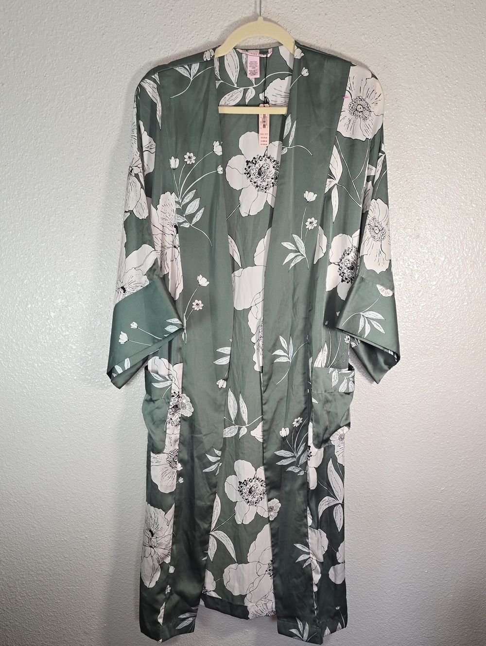 Victoria Secret Floral Satin Kimono Dress - Sage Green by Unknown Brand